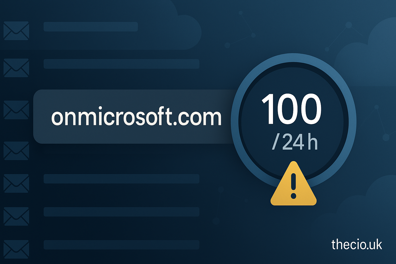 Microsoft to throttle onmicrosoft.com outbound email to 100 external recipients per day, with phased rollout from October 2025 to June 2026